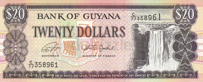 GUYANA 20 DOLLARS BANKNOTE 2018