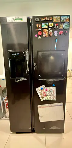 TCL 775L Side-by-side Black Refrigerator with Water/Ice Dispenser and Bar - 8 months old