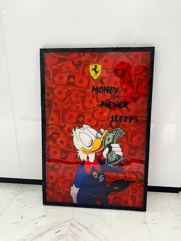 Framed Scrooge McDuck Money Art Print with Ferrari Logo