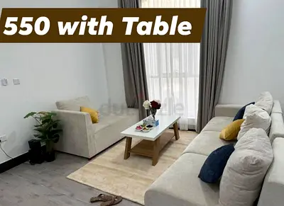 Light grey 3-seater sofa + single armchair with coffee table - Good condition