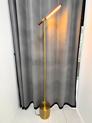Wooden Tube Lamp with Brass Finish