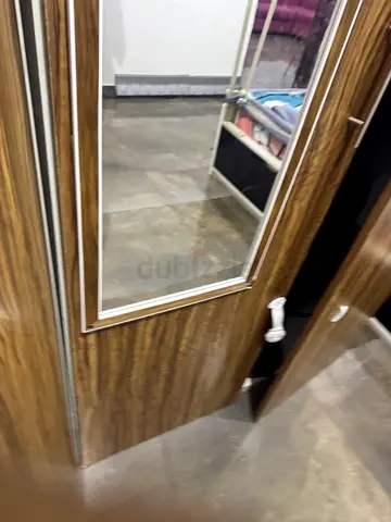 Wooden wardrobe with full-length mirror- used