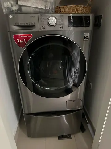 LG 2-in-1 Front Load Washer Dryer with pedestal drawer (Stainless Steel) - Good Condition NEWEST