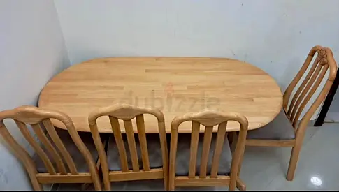 Solid Wood Oval Dining Table with 4 Chairs