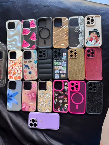 Bundle of assorted iPhone 15 pro cases — variety of styles, used