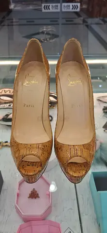 Christian Louboutin Cork Peep Toe Pumps