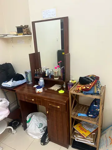 Wooden Dressing Table with Mirror and Drawers - Good Condition