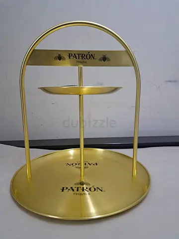 Gold Metal Bottle/Decanter Stand with Patrón Branding
