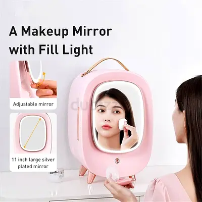 Pink Lighted Makeup Mirror with Adjustable 11-inch Mirror