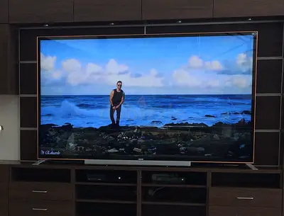 MeWE 85 inch 4K HD TV, Very Special TV: Tempered Glass front, Aluminimum Alloy Frame, Rose Gold