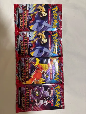 Lot of 4 Pokémon TCG Scarlet  Violet Destined Rivals Booster Packs (Sealed) 55 for one piece.