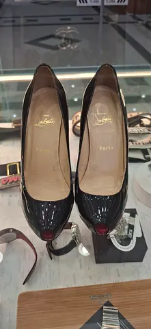 Christian Louboutin Black Patent Leather Peep Toe Heels