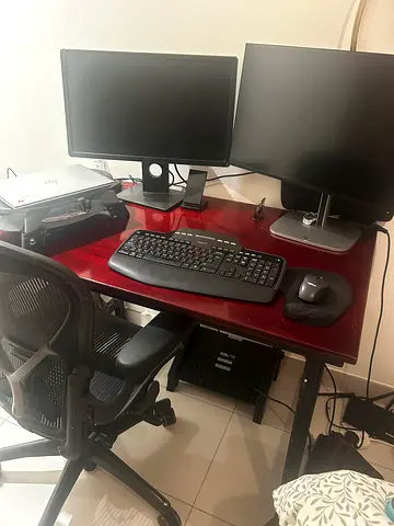 Custom made desk. Mahogany top