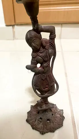 Antique- Brass Figurine Candle Holder 8inch height