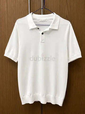 White Short-Sleeve Polo Shirt – Good Condition, Classic Fit (L)