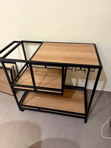 Wood and Black Metal Kitchen Trolley / Bar Cart (Good Condition)