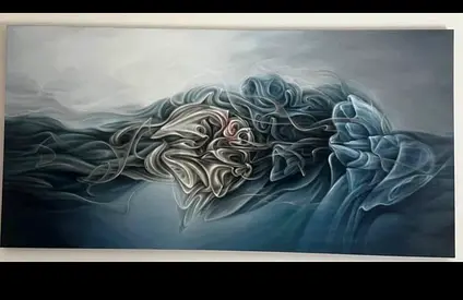 Large Abstract Smoke-Style Oil Painting on Canvas