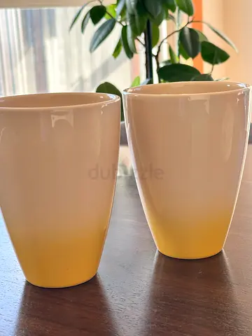 Set of 2 small ceramic plant pots - cream/beige