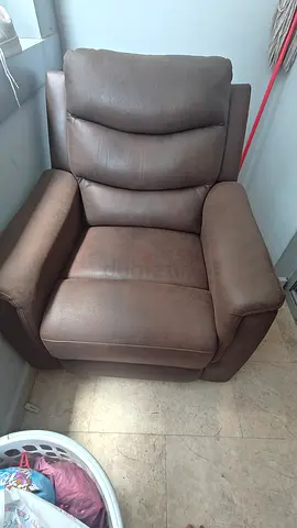 Brown leather recliner armchair - good condition