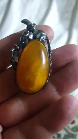 Brooch with silver and Amber antique vintage