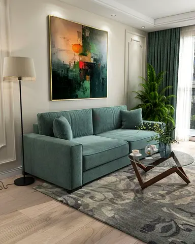 Modern Seafoam Green 3-Seater Sofa