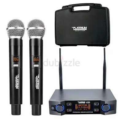 The Platinum Wireless Microphone System, Metal Professional Dual Channel Handheld Dynamic Mic System