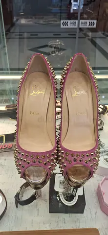 Christian Louboutin Spiked Peep Toe Pumps