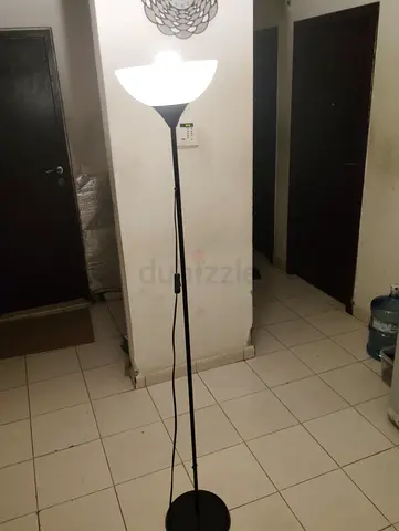 Simple black floor standing torchiere lamp — working condition