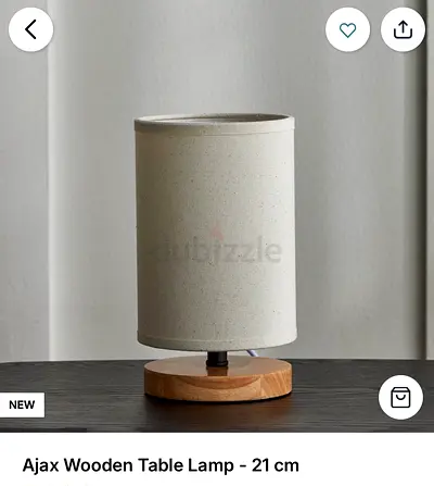 Wooden Base Table Lamp with Fabric Shade - 21 cm (Ajax)