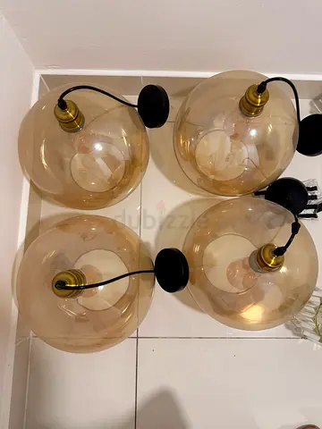 4 x Glass Pendant Lights
