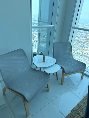 2x IKEA NOLMYRA Chairs + 2 Coffee Tables | Modern Lounge Set