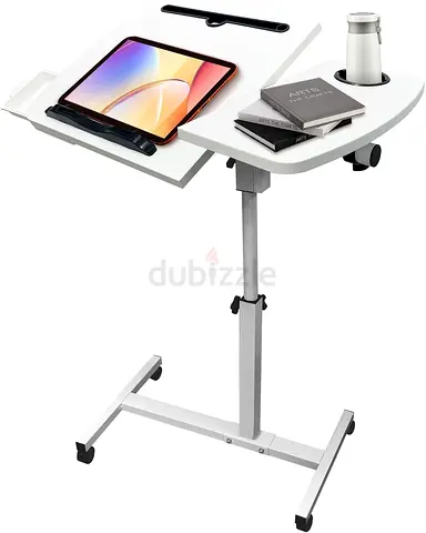 3232 - ORCHID M® Overbed Table with Wheels Adjustable Height, Tiltable Desktop with Tray, Over Bed