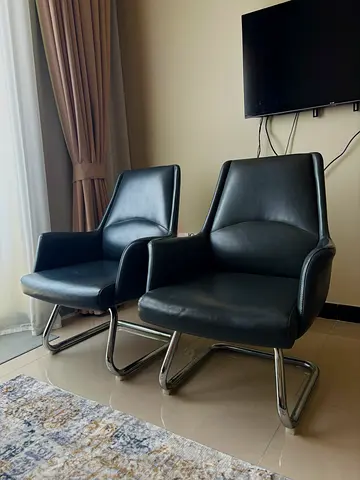 Elegant Leather Chairs For Office, Reception, Lobby (set of 2)