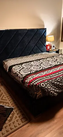 Super king bed with premium 3 layer mattress and hydraulic storage space