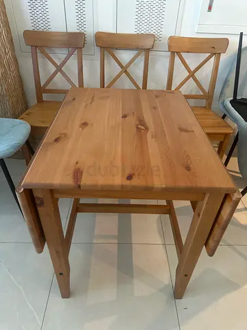 Wood table ikea with 4chairs