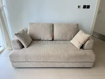 Light Beige 3-Seater Sofa in Good Condition