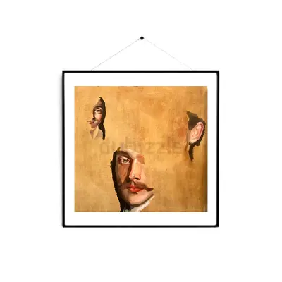 Framed Contemporary Portrait Print on Gold Background - Luxury Original Artwork UAE