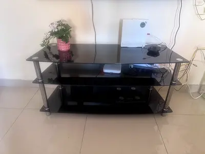 Black Glass TV Stand / Entertainment Unit - 3 Tier