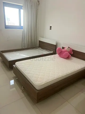 2 Wooden Single Bed Frame 120 x 200 with 1 Mattress - Good Condition