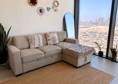 Beige L-shaped Sofa  - Perfect Condition