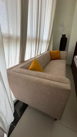 Light Beige 3-Seater Sofa - Modern Clean Lines