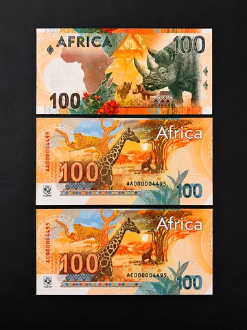 Set of 3 Decorative Africa 100 Notes (Collectible Reproductions)
