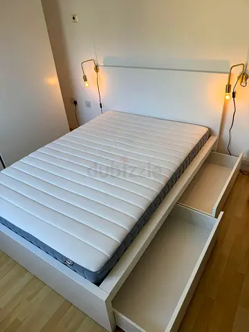 Ikea malm double storage bed with ikea mattress - Excellent condition