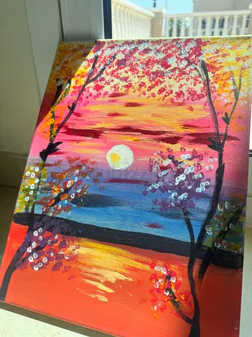 Original Acrylic Sunset Landscape Painting on Gallery-Wrapped Canvas