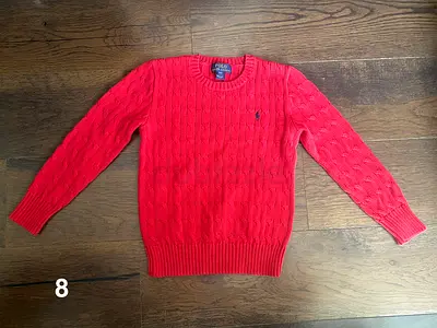 Ralph Lauren Kids Red Cable Knit Sweater - For kids aged 8