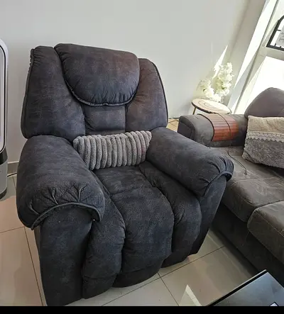 Comfortable single-seater rocking reclining  in dark grey microfiber