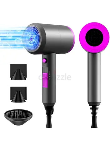 Compact Hair Dryer with 3 Attachments - Lightweight, Fast Dry