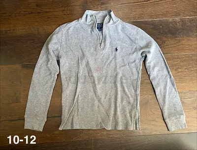 Ralph Lauren Light Grey Cotton Half-Zip Jumper - For kids aged 10-12