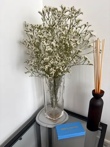 Clear Glass Decorative Vase with Dried Flowers