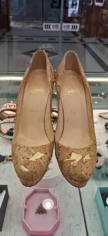 Christian Louboutin Cork and Gold Heels